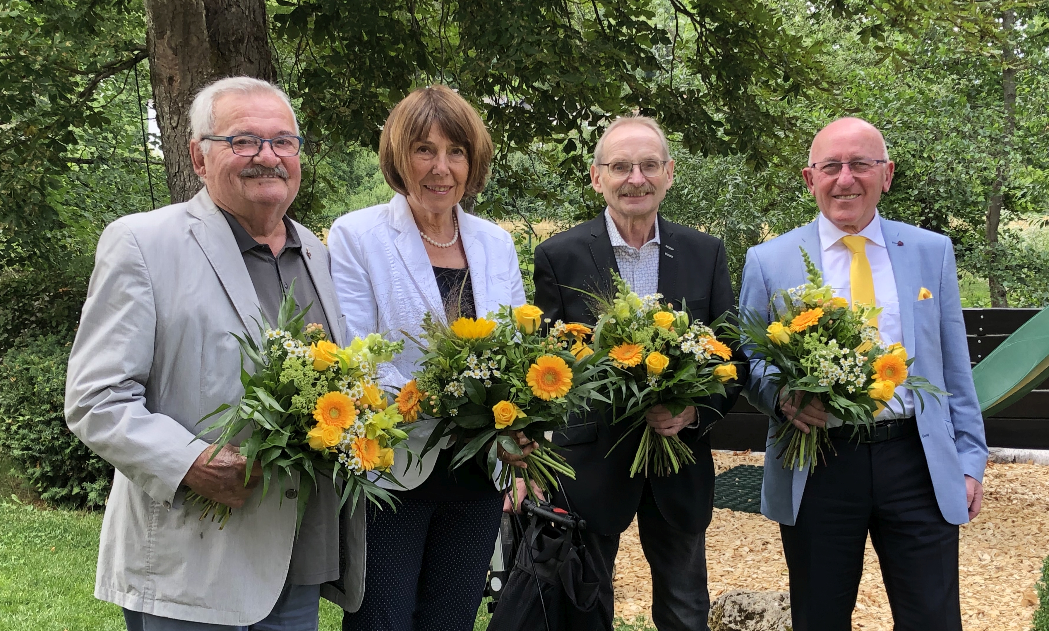 Die Jubilare (v.l.n.r.): Manfred Dauphin, Helga von Maurnböck-Schultze, Uwe Schlesinger und Karl-Heinz Herrmann (Foto: FDP).